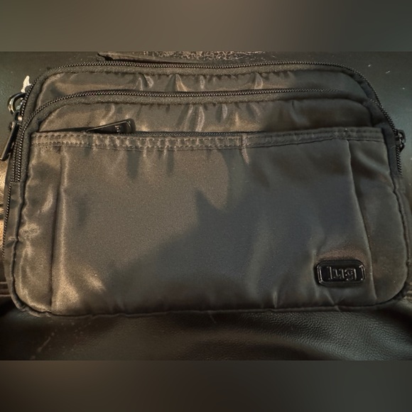 Lug Scoop crossbody top‎ handle black bag purse accordion style openings - Picture 14 of 14